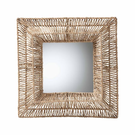 Bali & Pari Collice Modern Bohemian Metal and Natural Brown Seagrass Accent Wall Mirror 240-13462-ZORO